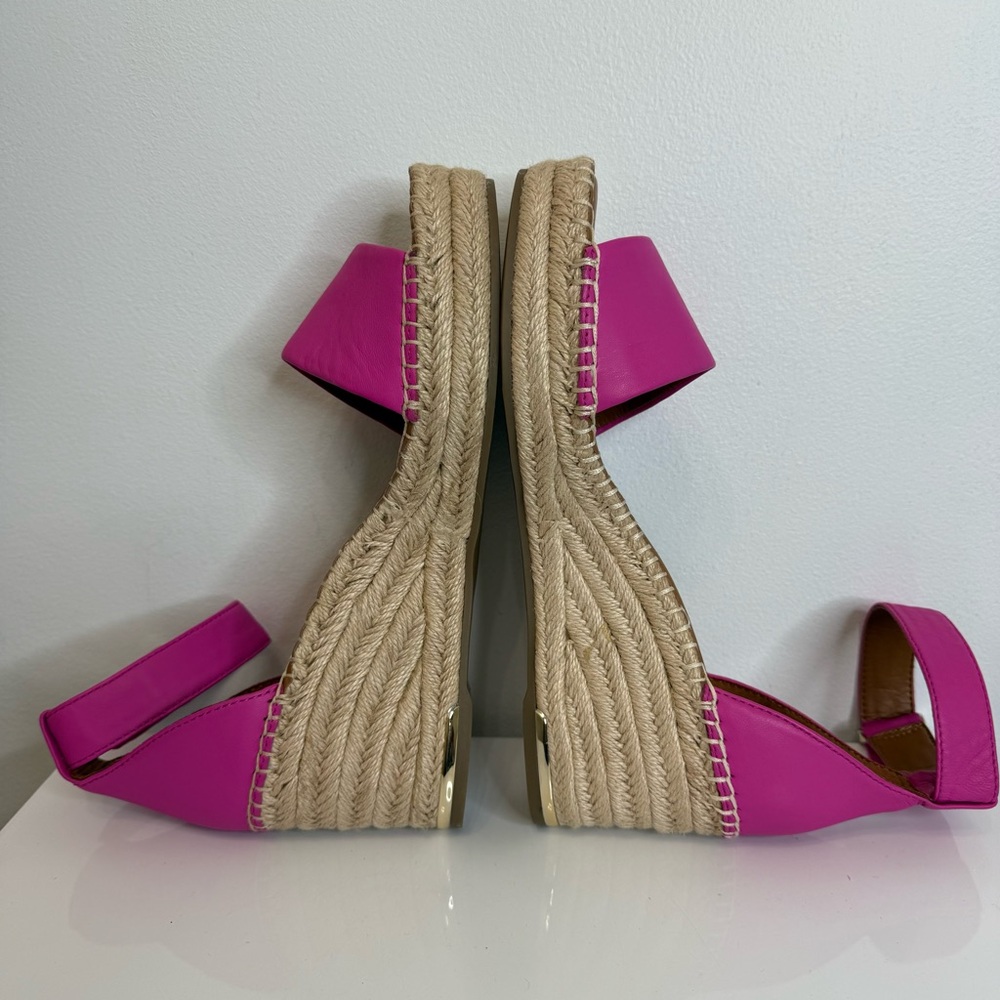 Franco Sarto Pink Leather Clemens Espadrille Wedge Sandal Women’s Size 9 - Picture 12 of 14